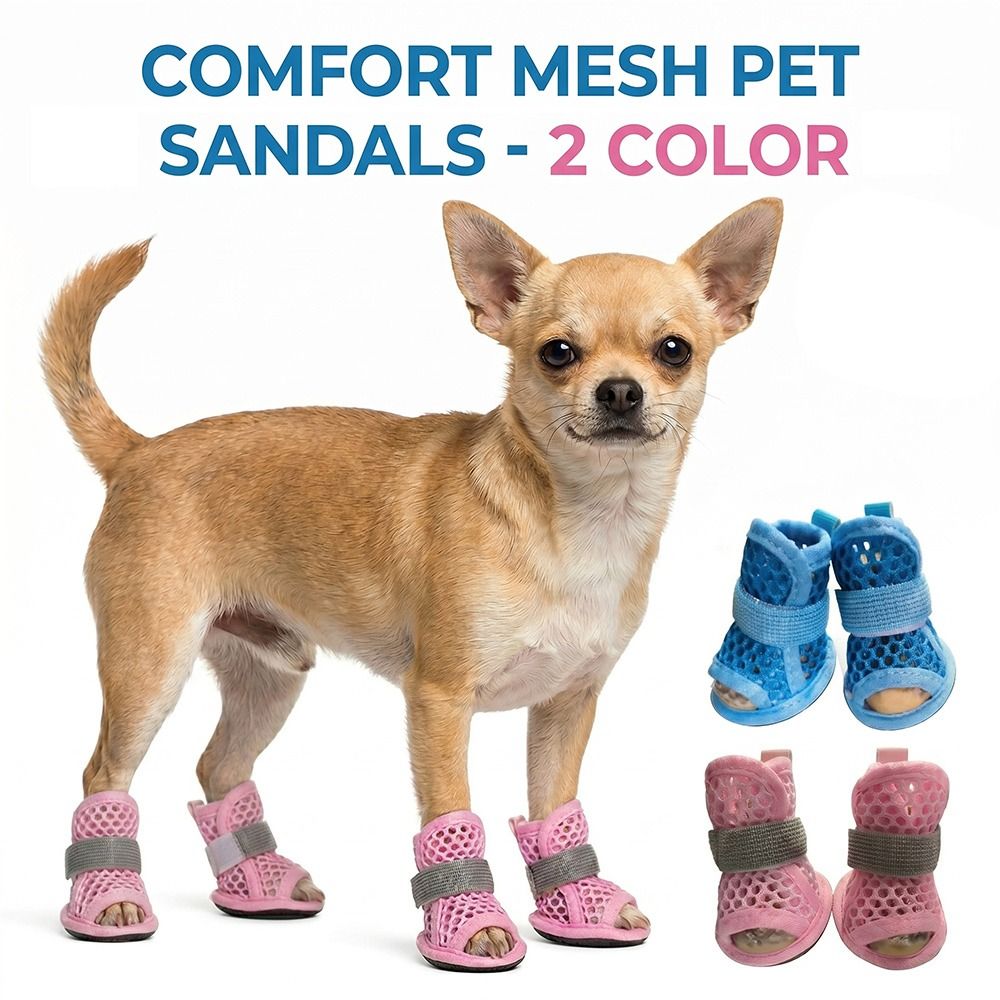 Soft Sole Booties - 4 Buah Sepatu Anjing Jaring Portabel