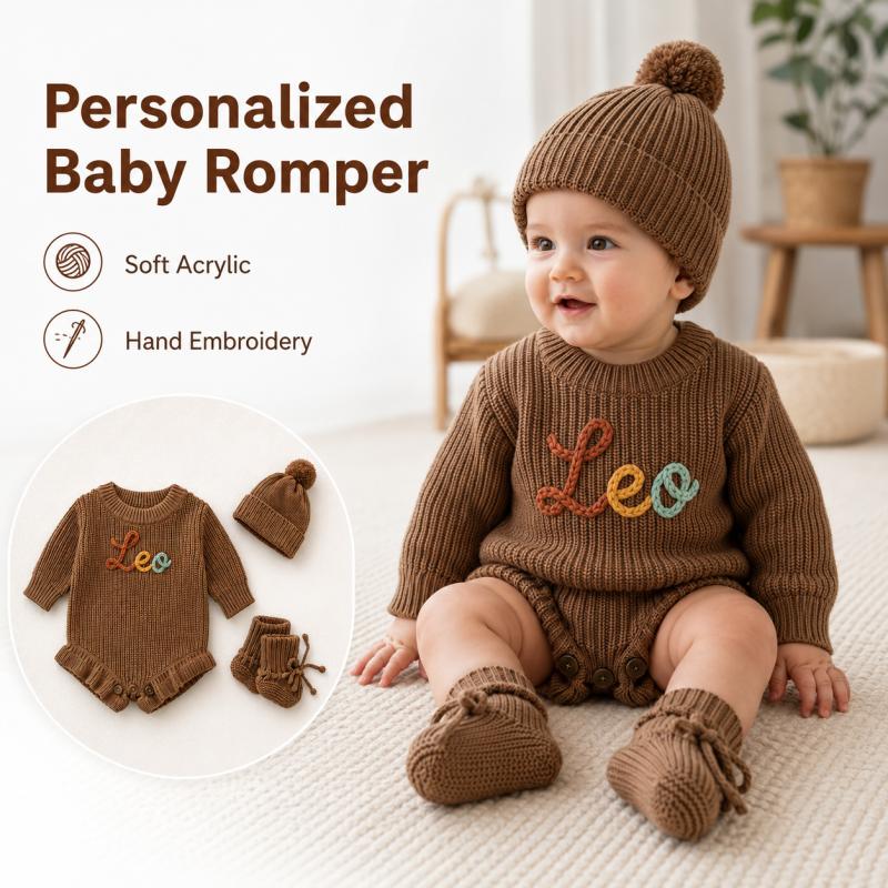 Baby Clothing Name - Romper Bayi Rajut Personalisasi dengan Nama