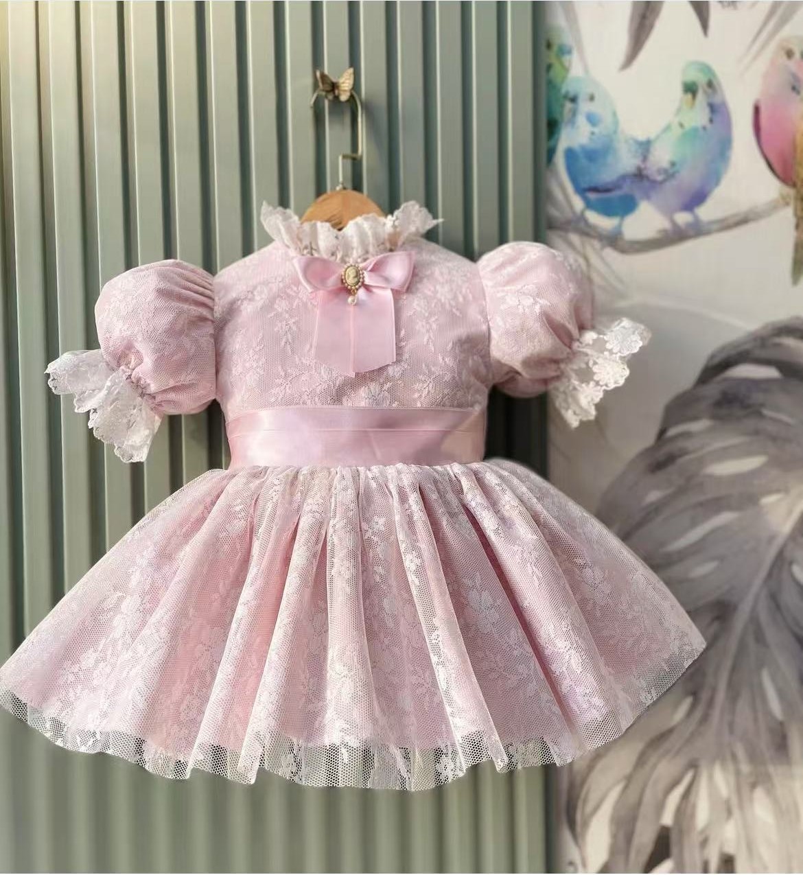 Baby Clothing Dresser - Gaun Pesta Putri Vintage Jaring Merah