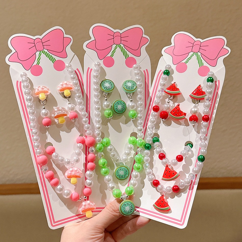 Baby Clothing Stores - Set Hiasan Kepala Stroberi Anak-anak Kalung
