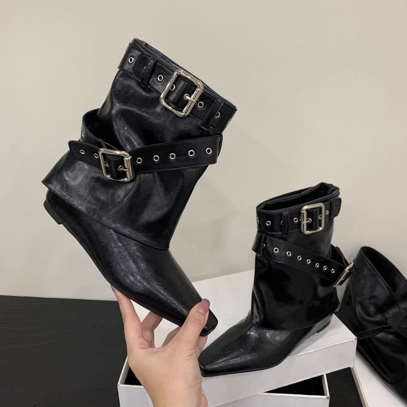 Soft Sole Booties - Sepatu Boots Hak Rendah Model Belt