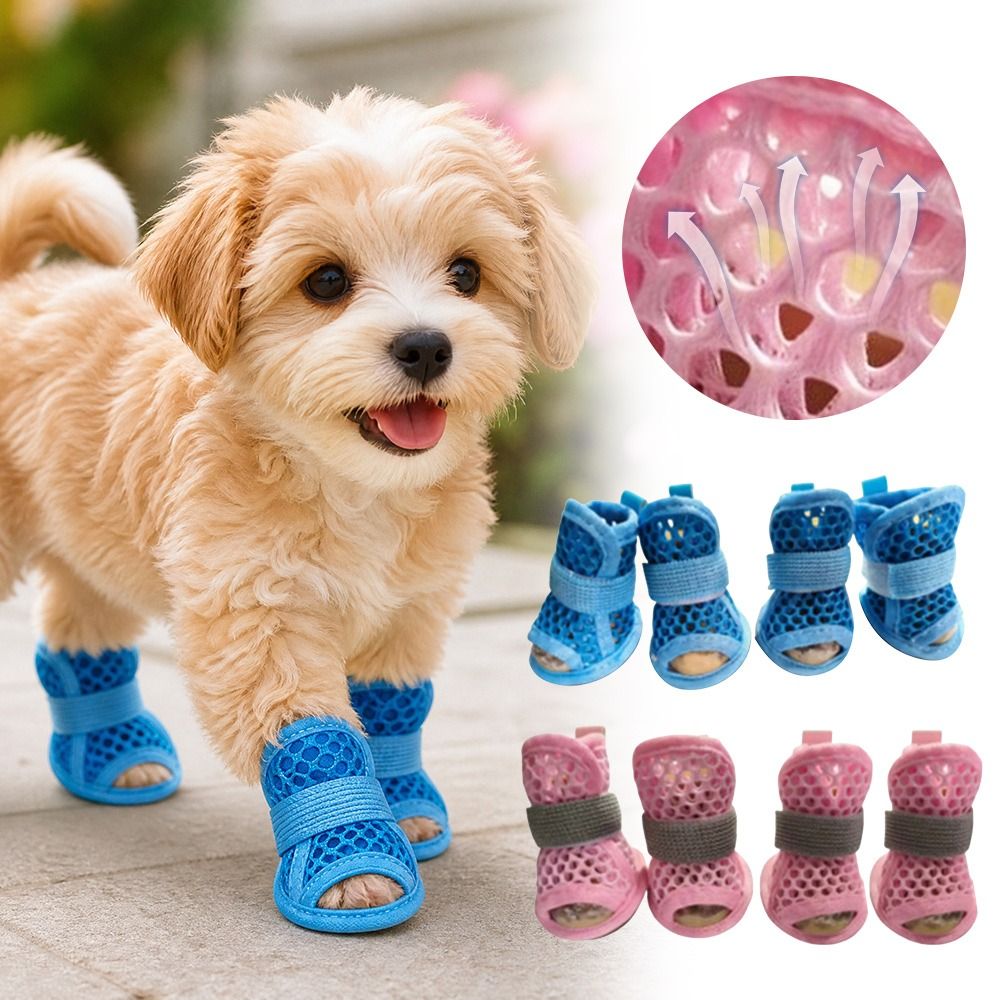 4 Buah Sepatu Anjing Jaring Po - Soft Sole Booties ulasan dan harga